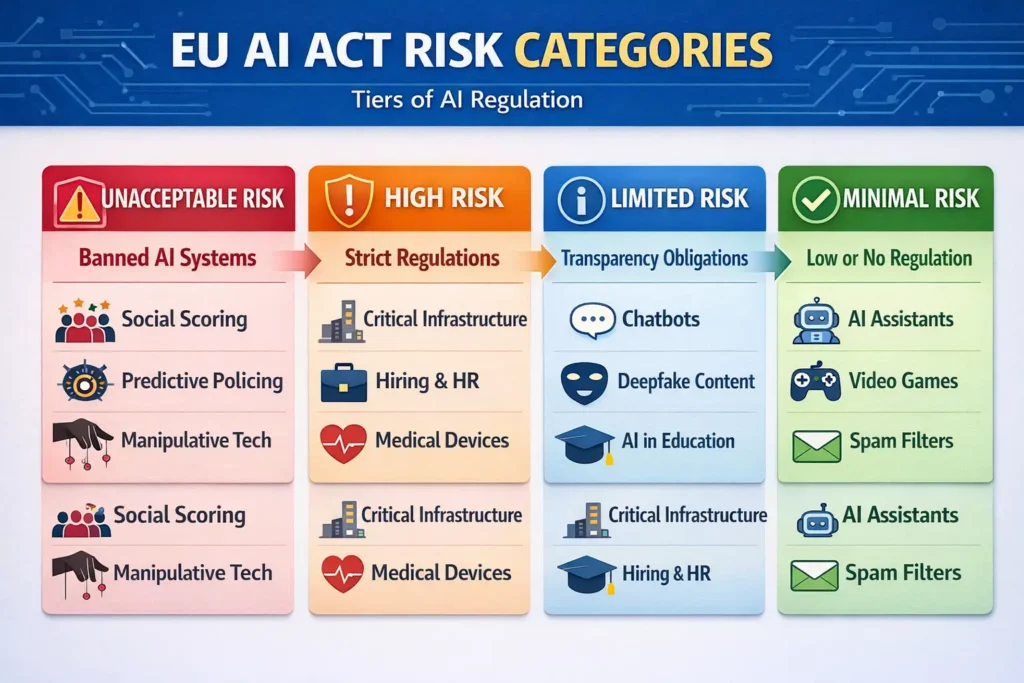 EU AI Act Summary: Key Provisions & 2026 Timeline 1 Infographics Of EU AI Act Risk Categories
